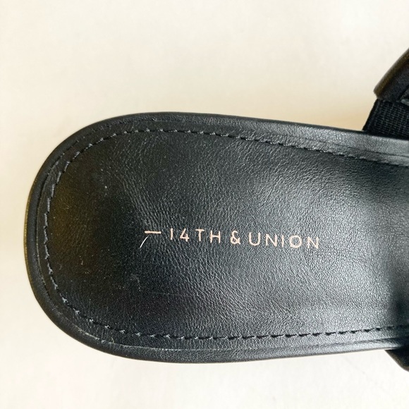 14TH & Union Black Fabric Leather Square Toe Heel Sandals size 8.5 - Picture 7 of 15